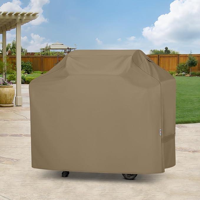 Unicook Grill Cover 60 Inch, Heavy Duty Waterproof Gas Grill Cover for Outside, Fade Resistant Barbecue Protector with Sealed Seam, Fits Weber Char-Broil Nexgrill BBQs up to 58" Wide,Neutral Taupe
