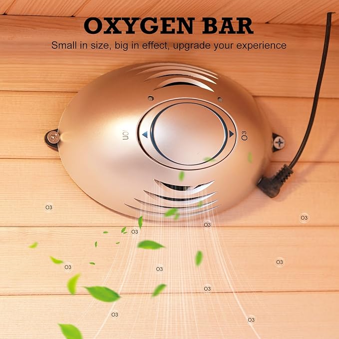 2 Person Infrared Sauna Room with Red Light Therapy, Wood Indoor Saunas Spa with WiFi Control, Oxygen Bar, Speaker, Backrest, 1800W/220V, Ideal Sauna for Gym, Home (Canadian Hemlock)
