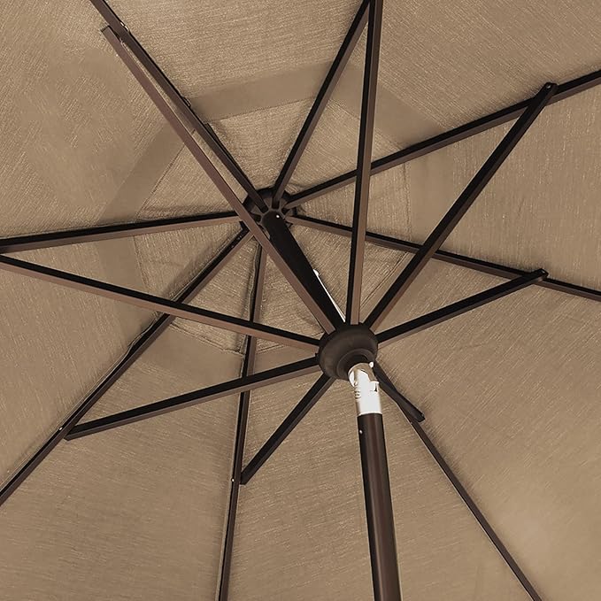 EliteShade USA 10-Year-Non-Fading 9Ft Market Umbrella Patio Umbrella Outdoor Table Umbrella with Ventilation, Heather Beige