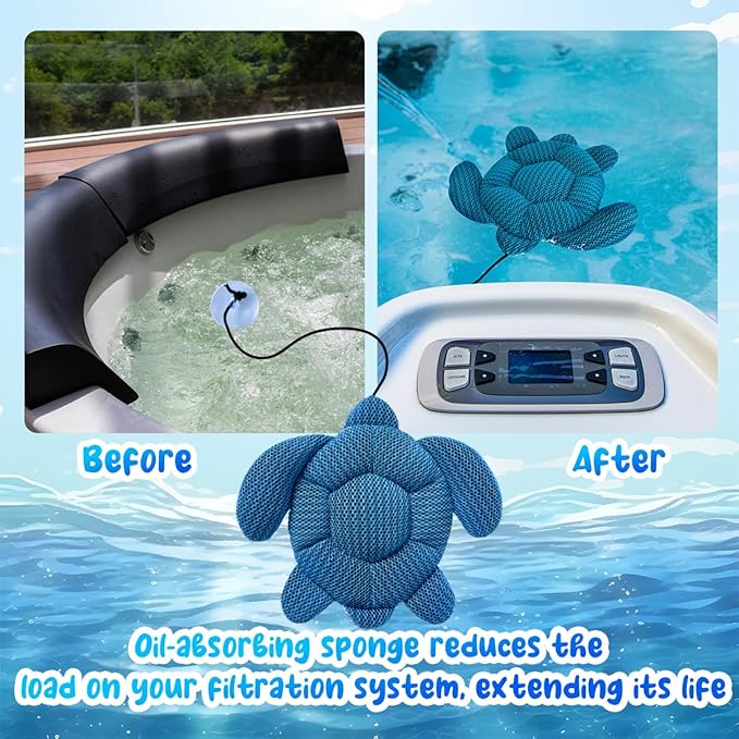 Hot Tub Scum Absorber for Spa Hot Tub,Hot Tub Accessories for Adults,Hot Tub Sponge.Hot Tub Oil Absorbing Sponge for Spa & Pool Cleaner,Hot Tub Turtle Scum Absorber Keeps Water Clean,1 Pack
