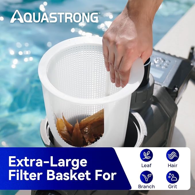 Aquastrong Variable Speed Pool Pump, 3 HP, 220V, 11359GPH, In/Above Pool Pump, Energy Efficient, High Flow, Powerful Self Primming Swimming Pool Pumps with Filter Basket