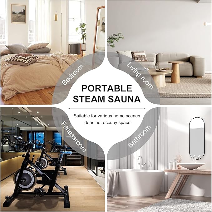 Portable Steam Sauna, Personal Home Sauna with 4L & 1400W Steamer Generator, Remote Control, Portable Chair & Floor Mat, Full Body Thicken Sauna Tent for Relaxation & Detox, 18 Levels, Black