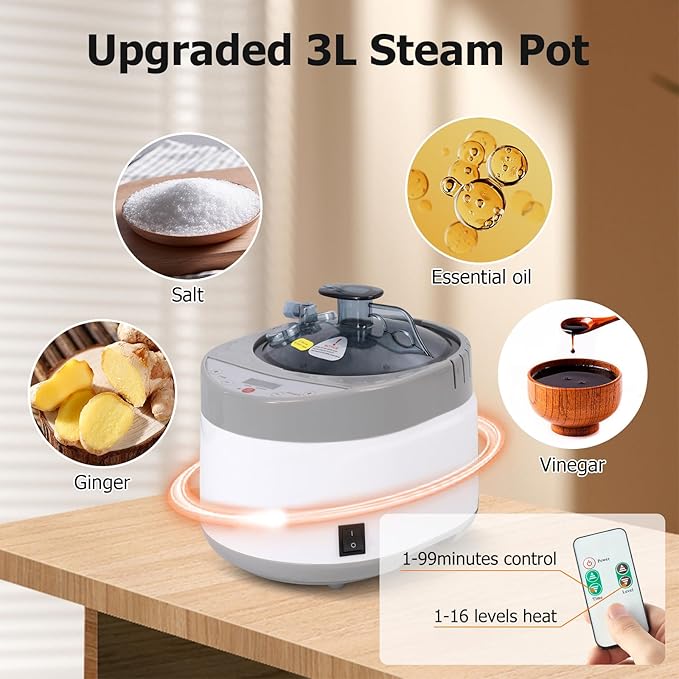 Smartmak Portable Steam Sauna, Personal Steam Sauna Tent at Home, Indoor Full Body Sauna Box, with 4L 1600W Steamer, Remote Control, Folding Chair, 16 Levels