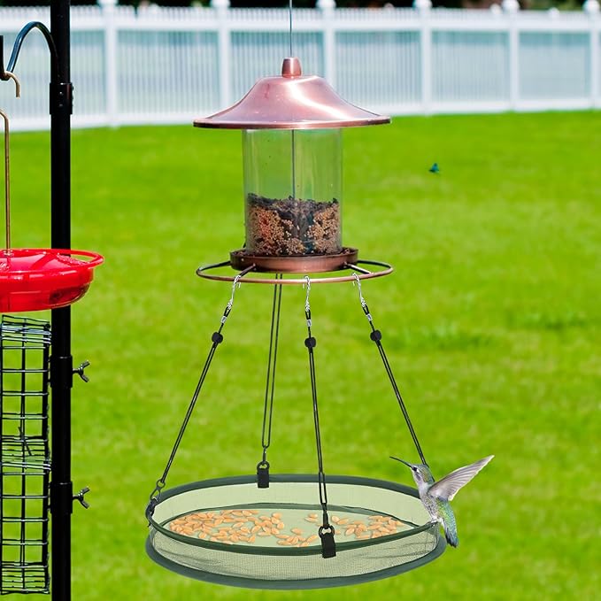 Universal Wild Bird Seed Catcher Hanging Hoop Platform Bird Seed Catcher Tray for Hummingbird Feeders Bee Feeder Outdoor Garden Accessories(2 Pieces,20 Inch)
