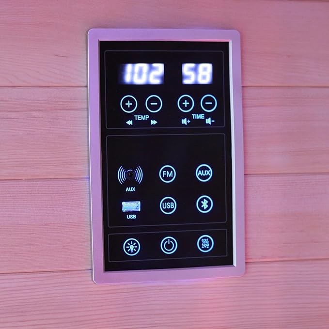 4-Person Far Infrared & Steam Dual-System Sauna Room, Outdoor Canadian Hemlock Wood Sauna, WiFi Control, Red Light Therapy, 14 Heaters& Electric Stove, Left Door, 220-240V