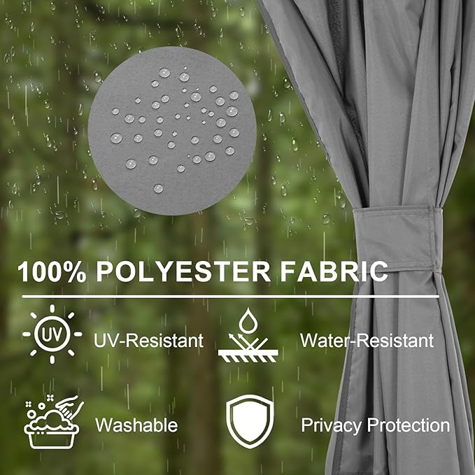 BPS 12' x 12' Gazebo Curtain Privacy 4-Panel Sidewall Outdoor Replacement Shade (Only Curtain)