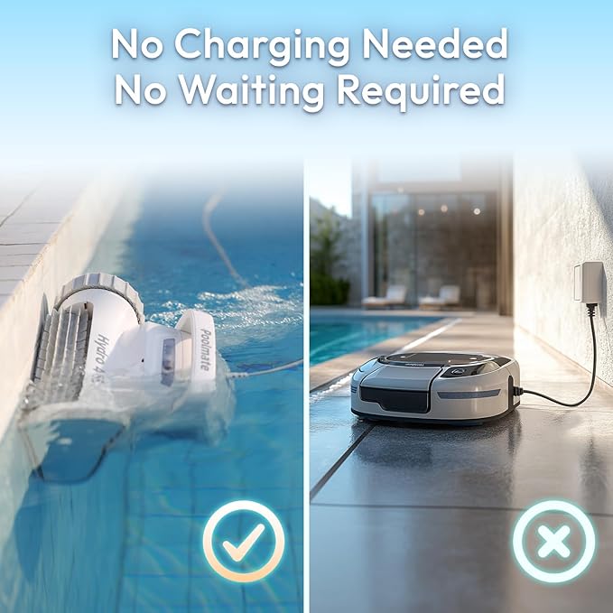 Hydro 4SE Robotic Pool Cleaner, Wired Automatic Vacuum with Wall & Waterline Cleaning, Oversized Top-Loading Filter, Dual Inlet System, Works for Inground/Above-Ground Pools Up to 40FT