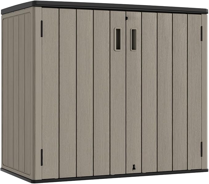 KINYING Plastic Shelving for 37 Cu.ft Horizontal Shed and 57 Cu.ft Vertical Shed, One Shelf with 2 Hooks On The Package, 25.5 in * 13 in, Easy Assembly