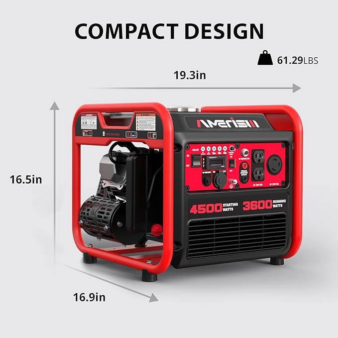 4500W Portable Generator with Inverter Technology, Gas Generator for home use, CO Protect (AL5040C)