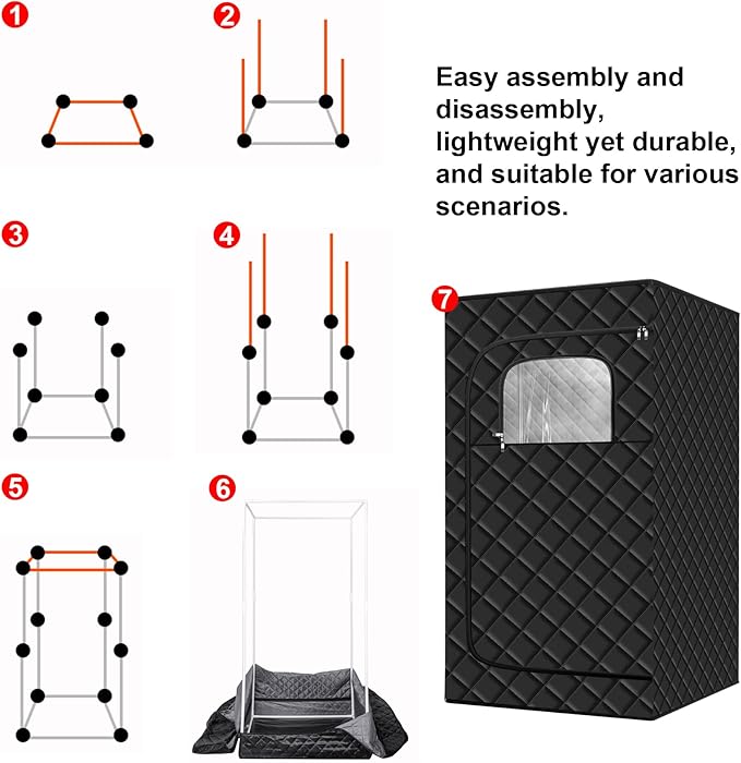 Portable Infrared Sauna Tent, Dry Sauna Box with 1500W Graphene Heater and 2 Chairs, Smart Touch and APP Control, 1-2 Person Full Body Sauna Kit for Home Spa Relaxation