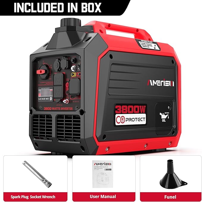 3800 Watt Portable Inverter Generator with CO Protect, Super Quiet Generator for Home Use, Camping, RV and Trailer, Gas Powered, EPA Compliant