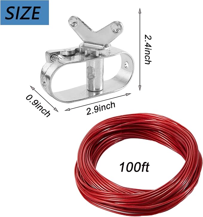 Pool Cover Cable and Winch Kit - 100 Feet Pool Cover Cable and Ratchet for Securing Above Ground Swimming Pool Winter Covers