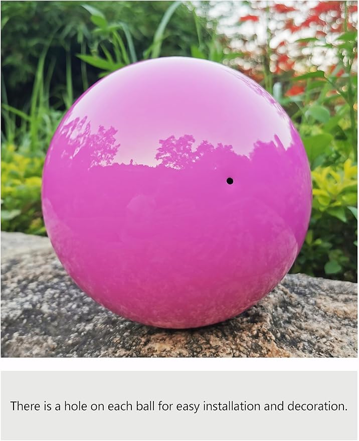 Pink Gazing Globe Mirror Ball in Stainless Steel, Shiny Hollow Sphere Sparkling Housewarming Outdoor Party Ornament(Pink, 8 inches)