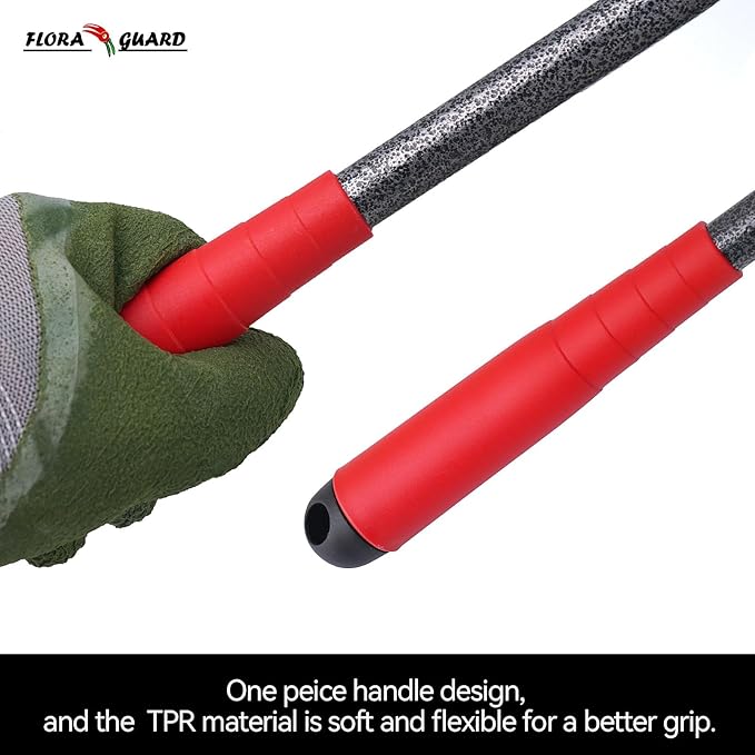 FLORA GUARD Garden Tool Set, 6-Piece Heavy Duty Gardening Hand Tools with Soft Rubber Handle, Includes Trowel, Rake, 2-in-1 Hoe & Crack Weeder, Durable Yard Tools, Ideal Gardening Gift for Men & Women