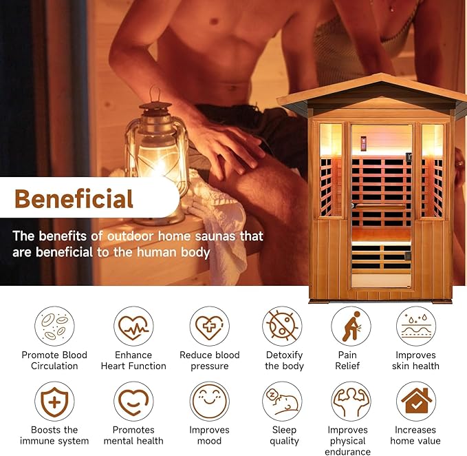 Far Infrared Home Sauna Room,1800W Light Therapy Lamp Dry Saunas for Home,2-3 Person Home Sauna,Red Cedar Corner Sauna Spa with Bluetooth Speaker,for Unwell Men,Women,Elderly