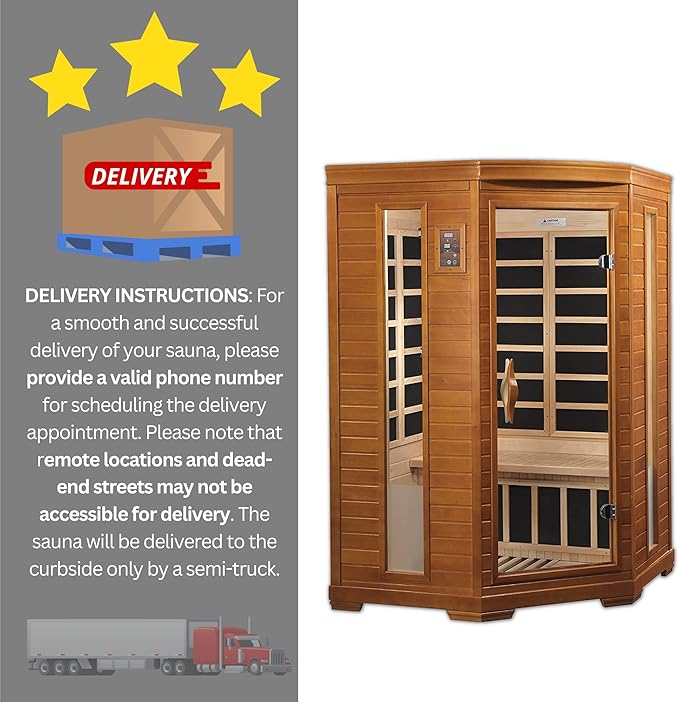 Dynamic Hemming 2 Person Infrared Corner Sauna for Home, Low EMF Indoor Saunas Full Size Indoor Personal Spa 49" x 48" x 76"