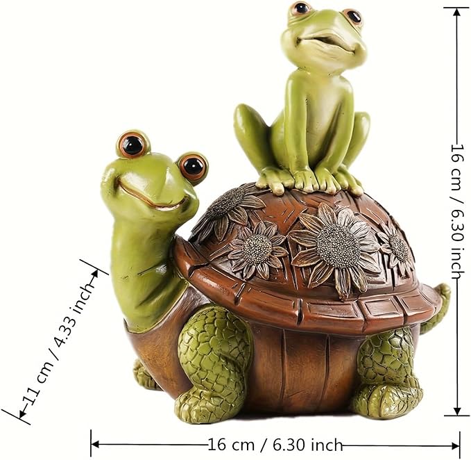 Frog Garden Statues Outdoor Decor, Resin Turtle Frogs Garden Animal Statue Waterproof, Outside Frog Figurines for Yard Patio Lawn Decorations Gardening Gifts for Women