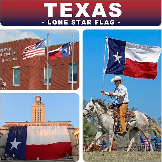 Texas Flag 4x6 ft Deluxe Super Tough Series, Heavy Duty Spun Polyester, All Weather TX Flag High Wind with Embroidered Stars, Brass Grommets, Sewn Stripes, Durable Texas Flags Outdoor Outside