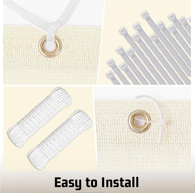 SUNNY GUARD Shade Cloth Custom Size 19x23 FT Sun Shade Screen Fabric Shade Cover Tarp with Grommets for Pergola Backyard Garden, Butter Cream(We Customized)