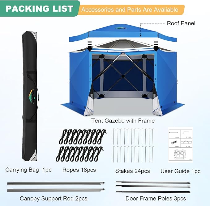 COBIZI 12x12 pop up Gazebo on Clearance Screen Tent for Camping, Scalable Design Outdoor Canopy Tent with Extension Support Poles & sidewalls,with Portable Carrying Bag and Ground Stakes, Blue