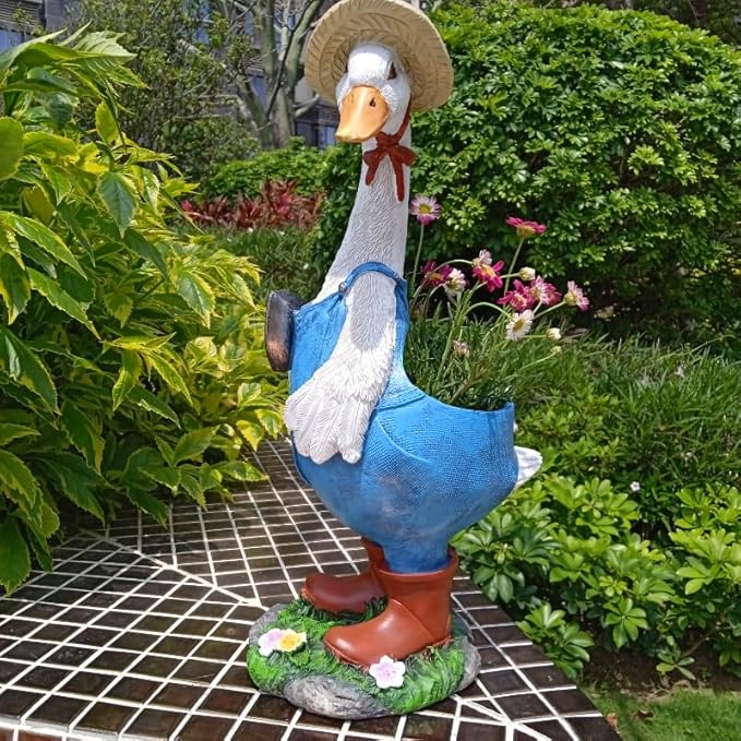 Couple Duck Garden Statue Duck Succulent Plant Flowerpot Goose Flowerpot Indoor and Outdoor Art Decoration Courtyard Terrace Balcony Living Room Office Decoration Festival Gifts
