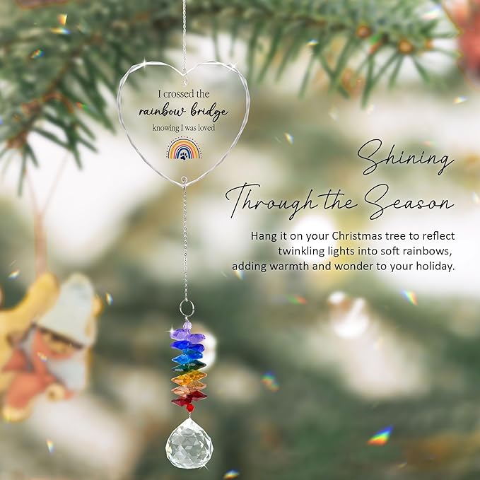 Pet Memorial Suncatcher Dog Cat Loss Sympathy Gift - Rainbow Crystal Prism - Bereavement Keepsake - Pet Lover Gift - Daily Remembrance Ornament