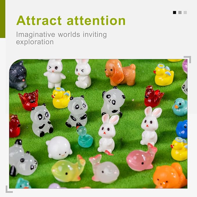 50 Pcs Mini Resin Animals Figures - Land & Sea Creatures Set for Fairy Garden Decor, Miniature Landscape Ornaments Collection