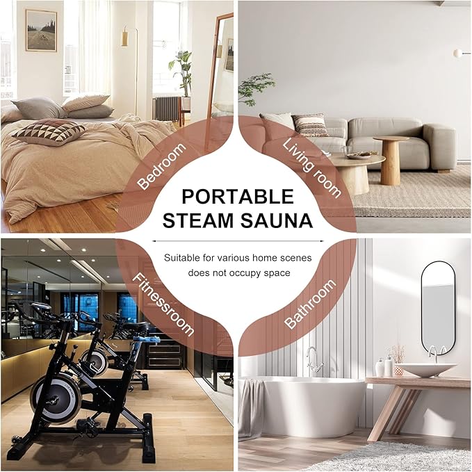 Portable Infrared Sauna for Home, Full Body Personal Saunas Tent at Home Spa with Heating Foot Pad, Remote Control & Foldable Chair for Relaxation & Detox(L 33.8" x W 33.8" x H 65.7")
