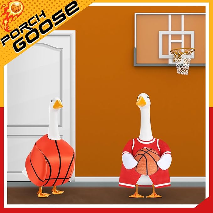 Abbylike 2 Set Basketball Goose Outfit Basketball Costume Lawn Porch Game Day Clothes for 23" Goose Outdoor Patio Yard Lawn Art Celebrations Decor