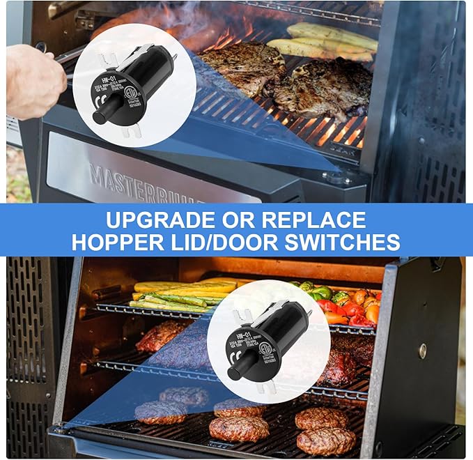 4 Pack Hopper Lid/Door Switch Kit, 9904190041 Replacement Part for Masterbuilt Gravity Series 560/800/1050 XL, Digital Charcoal Grill + Smokers, Including 8Mounting Screws