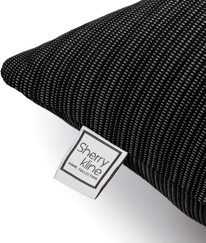 Sherry Kline Island Breeze Indoor/Outdoor Boudoir Filled Pillow, 13"x 18", Black 2 Count