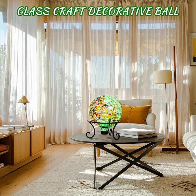 10 Inch Gazing Balls for Garden, Hand Blown Indoor Outdoor Glass Garden Globes Balls for Outside Festive Yard Lawn Ornaments Decoration (Green)