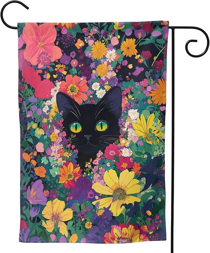 Cat Garden Flag Vertical Double Sided Outdoor Yard Flags 12.5x18 Inch Burlap Banners for House Lawn