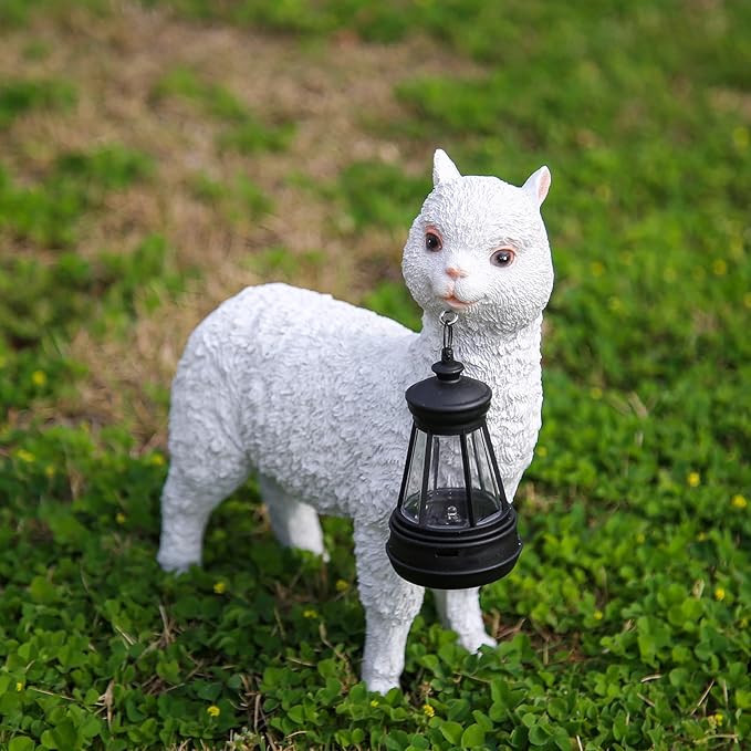 Solar lamp Garden Alpaca Statue, Outdoor Decorative Animal Statue