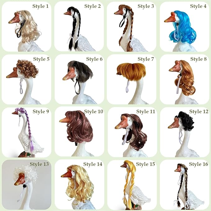Porch Goose Wigs, Porch Goose Outfits Lawn Goose Statue Accessories for Outdoor Garden Patio Yard Goosey Decor (Style 4)