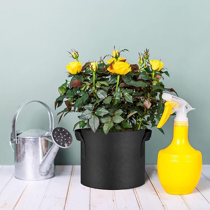 24-Pack 5 Gallon Thickened Non-Woven Grow Bags, Aeration Fabric Pots with Handles