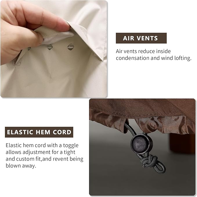 Outdoor Swivel Chair Covers Waterproof 2 Pack, Outdoor Chair Covers Patio Furniture Cover for Deck Patio Swivel Chair Heavy Duty, 28 W x 32 D x 36 H inches Beige and Brown