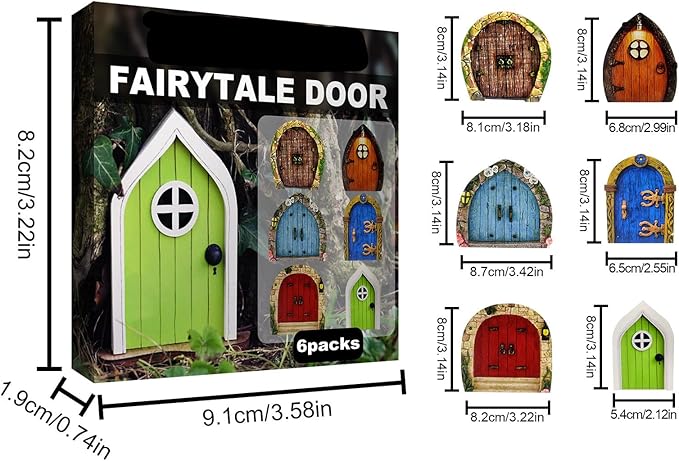 Set of 6 Fairy Garden Door Miniature Garden Decor Outdoor Garden Accessory for Gardens Gate Decoration in Yard Landscaping and Indoor Decor