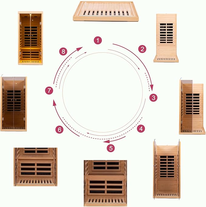 Hemlock 1 Person Infrared Sauna for Home, Luxury Personal Indoor Sauna Spa, 1420w/120v Ultra Low EMF Infrared Sauna, App&LCD Panel Controls, Bluetooth Speakers, Chromotherapy Lights, Reading