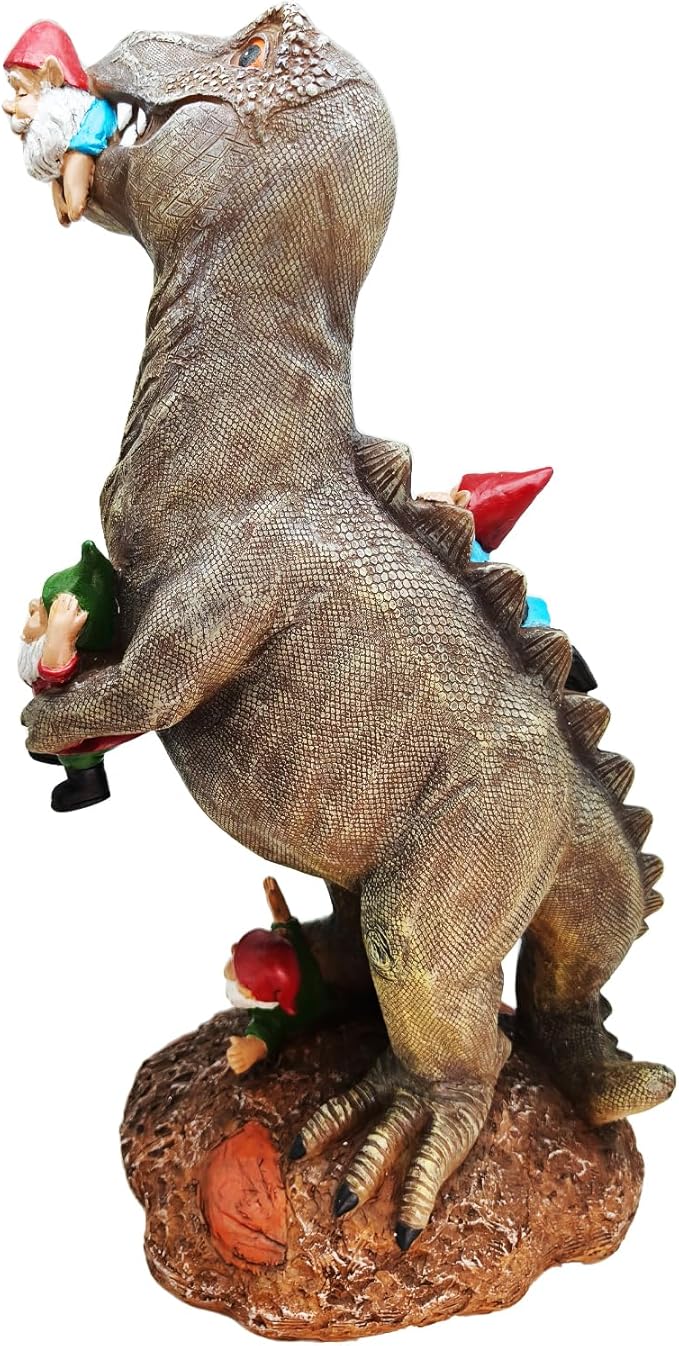 Cute Watchdog 18" Porch Dinosaur Statue Tall Large Strong, Suitable for Big Garden Yard, T Rex Decent Gift Party Décor Resin Funny Gnome Outdoor Indoor, Lawn Sculptures