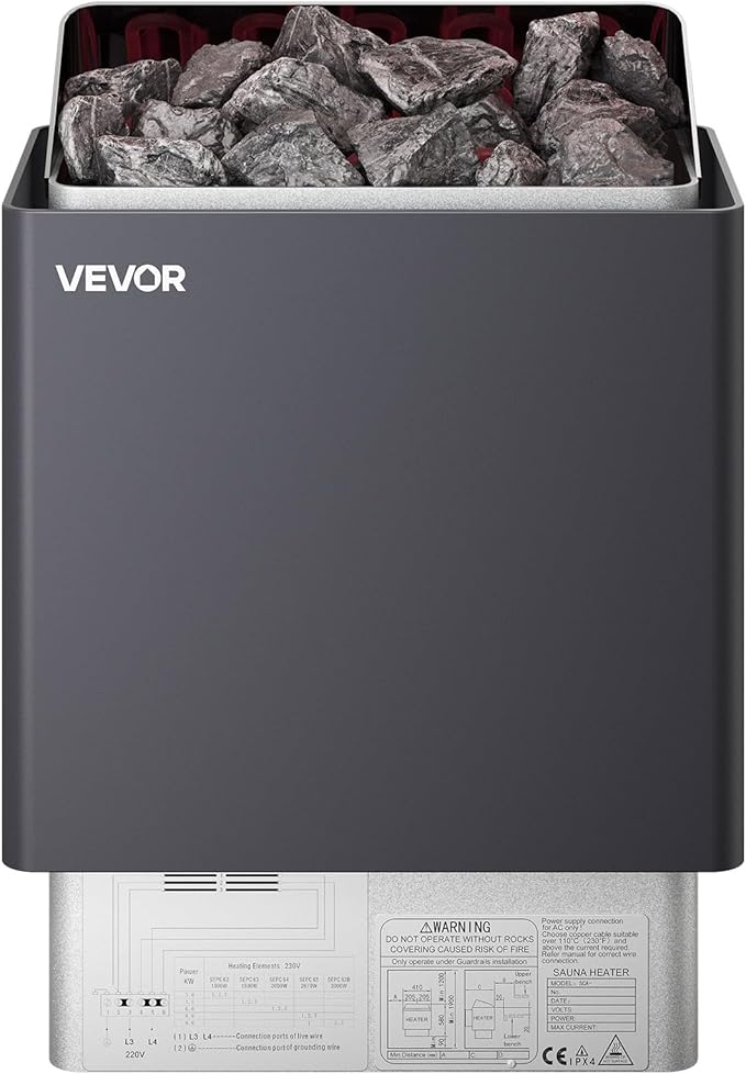 VEVOR Sauna Heater, 9KW 220V Electric Sauna Stove, Steam Bath Sauna Heater with External Digital Controller, 3h Timer & Adjustable Temp for Max. 317-459 Cubic Feet, Home Hotel Spa Shower FCC Certify