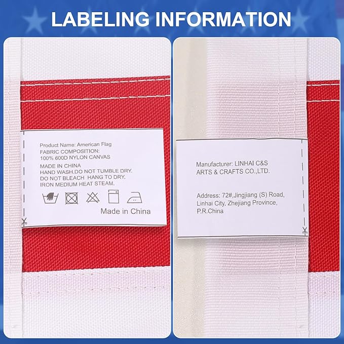 Nylon Canvas American Flag 4x6 FT Luxury TearProof Series for Outside, Sturdy USA Flag 4x6 FT Longest Lasting, Fade High Wind Heavy Duty US Flag with Embroidered Stars, Brass Grommets