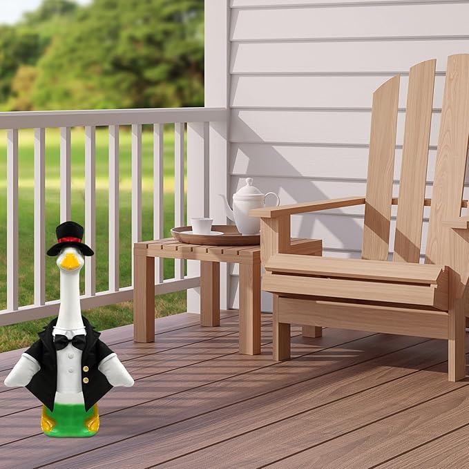 Goose Outfits Wedding Porch Goose Outfits with Suit Blazer Top Hat Bow Ties for Outdoor Garden Yard Decor