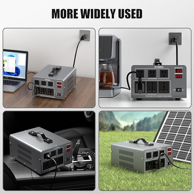 6000W Voltage Auto Converter Transformer, Heavy Duty Step Up/Down Power Converter 110/120/220/240V with 3 US Outlets,3 Universal Outlets,LED Display,w/US Standard Power Cord Circuit Breaker Protection