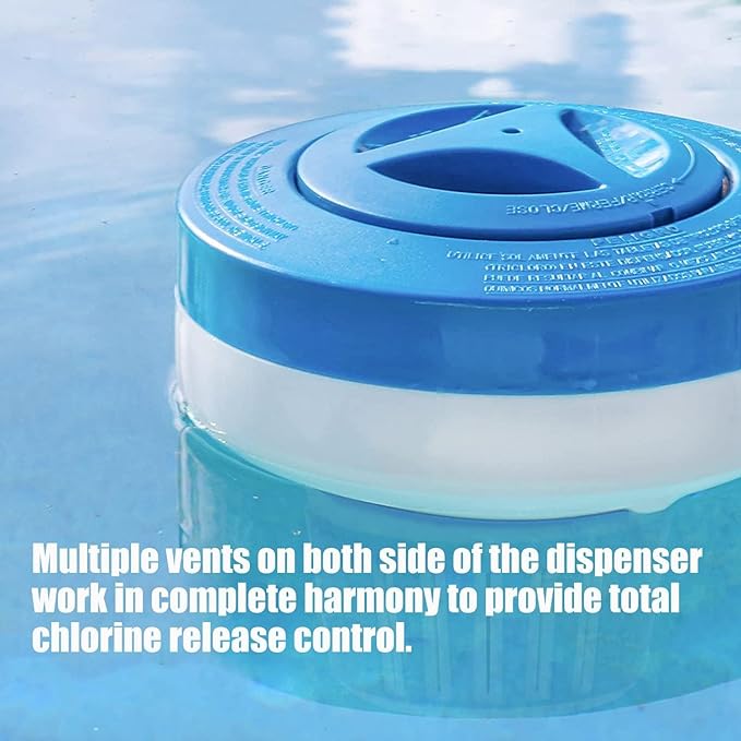 Floating Chlorine Dispenser, Pool Spa Chlorine/Bromine Floater,7" Large Capacity Floating Chlorinator & Bromine Holder Fits 3 Inch Chemical Tablets(Collapsible)