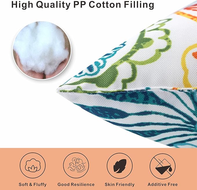Outdoor Pillows, Pack of 2 Waterproof Decorative Throw Pillows with Inserts, 18”x18” Square Pillows for Bed, Couch, Sofa and Patio Furniture