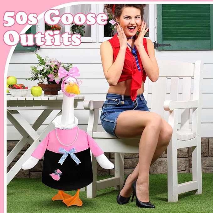 50s Porch Goose Outfits 1950s Cute Lady Goose Dress for 23" Garden Yard Lawn Plastic Goose Decor (1950s)