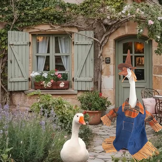 Porch Goose Outfits for 23" Plastic Porch Goose Scarecrow Outfit Goose Clothes for Cement Goose for Indoor Outdoor Garden Yard Lawn Patio Art Decor(DCR)