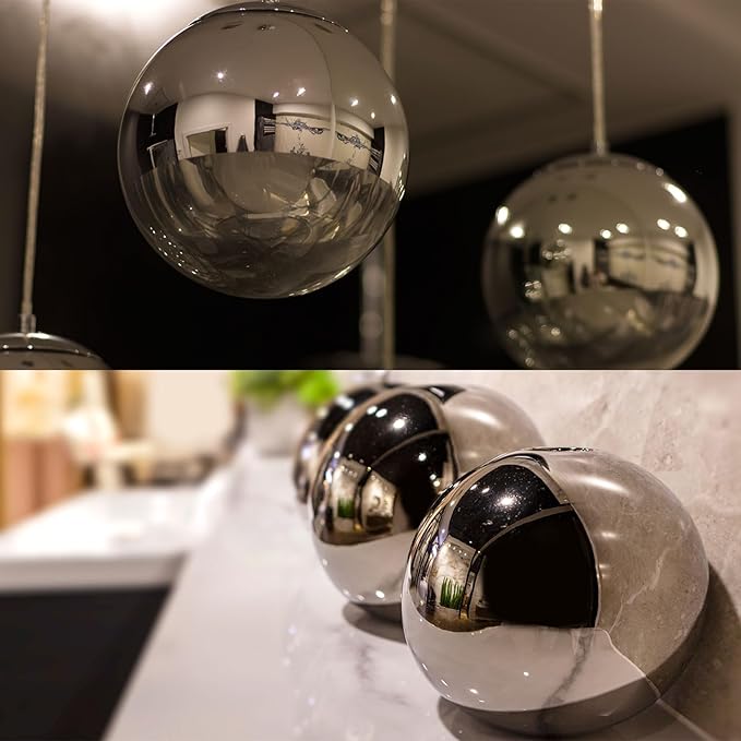 uxcell Gazing Ball 8 Inch 200mm Reflective Sphere Polished Hollow Ball, Stainless Steel Gazing Globe Mirror Ball for Home Outdoor Decoration, Silver Tone