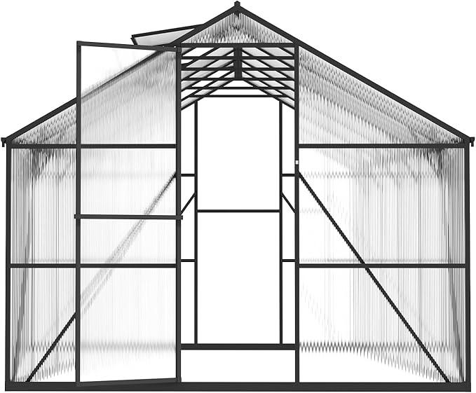 VEVOR 8 x 12 FT Polycarbonate Greenhouse, Heavy Duty Outdoor Green House with Adjustable Vent & Push-Pull Lockable Door, Quick Setup, Aluminum Frame Walk-in Greenhouse Sunroom for Outside Garden Lawn
